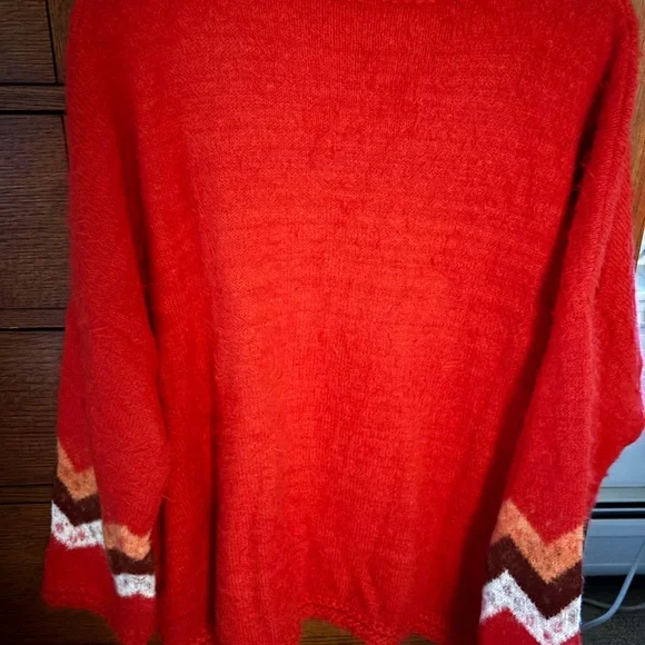 Free People Red Sweater with Peach Motif - Picture 3 of 6